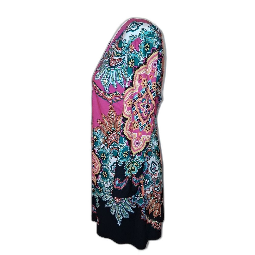 White Mark Couture Collection Vibrant Pink Paisley Medallion Dress Women’s Sz M - Picture 5 of 7